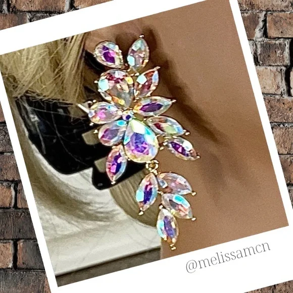 AB Crystal Chandelier Earrings for Bridal, Prom, Pageant, Holiday - Picture 3 of 9